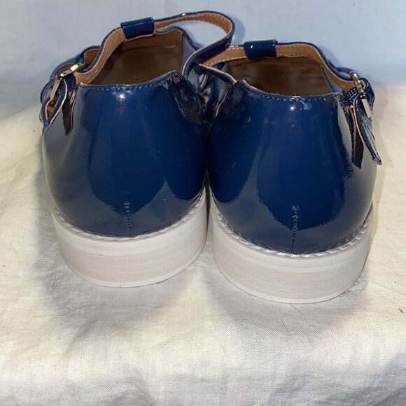 NINA ORIGINALS Edge Denim Patent Huarache Sandal-9.5 - Picture 6 of 8